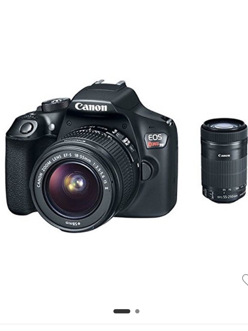 Like new Canon EOS Rebel T6 1300
Camera Kit with Black Bag and Black Lenses